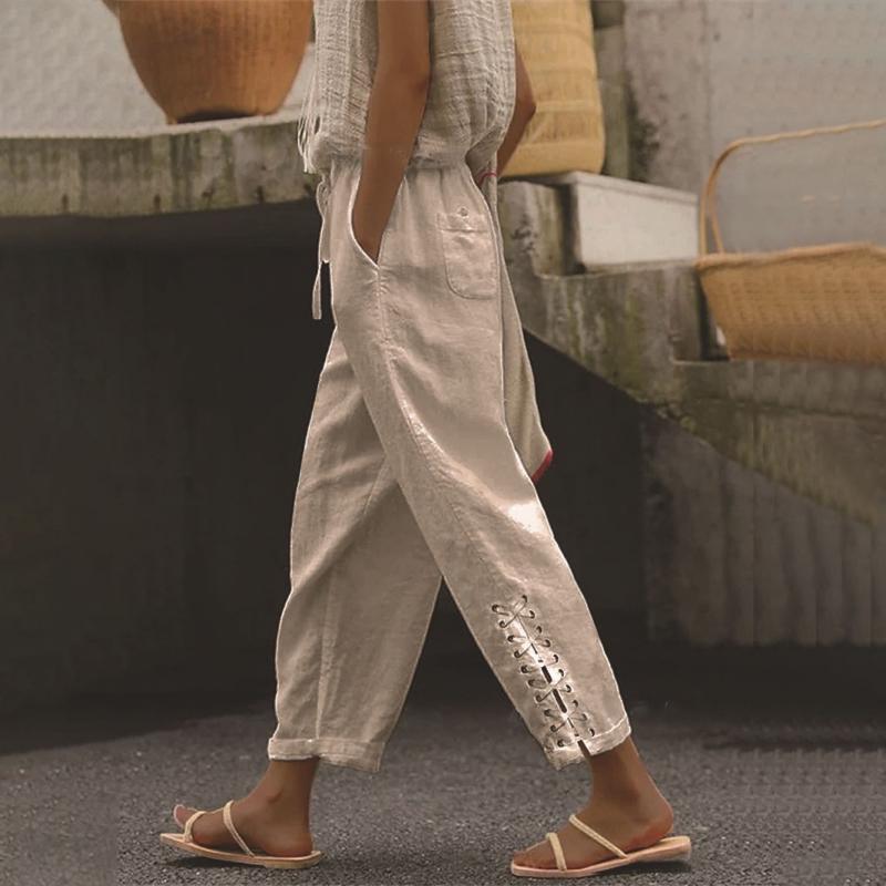 Sommerhose für Damen - Leichte Strandhose mit Gummiband