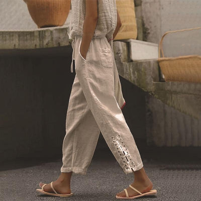 Sommerhose für Damen - Leichte Strandhose mit Gummiband