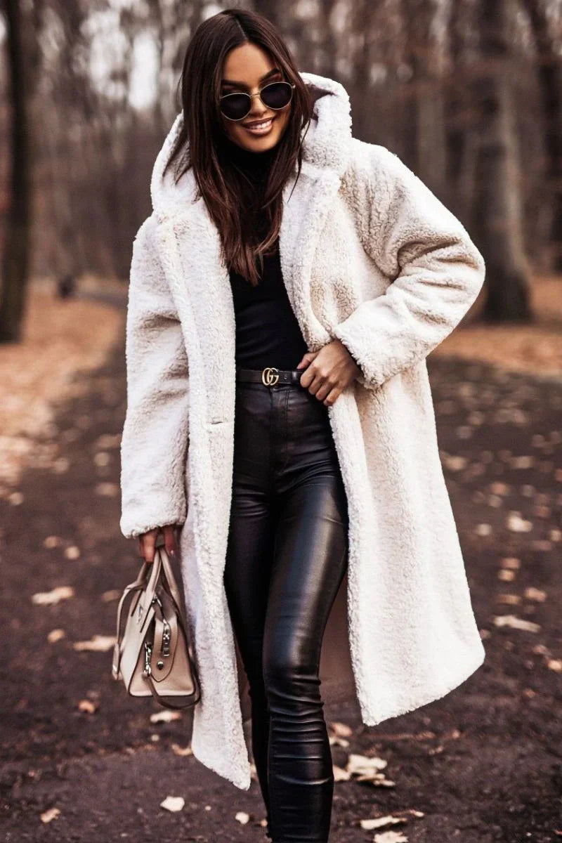 Langärmeliger Tweed-Mantel für Frauen