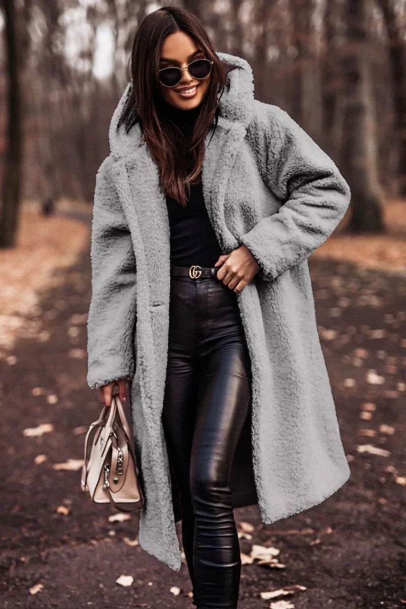 Langärmeliger Tweed-Mantel für Frauen
