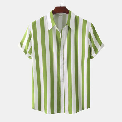 Herren-Kurzarmhemd mit Knöpfen | Senkrecht gestreift