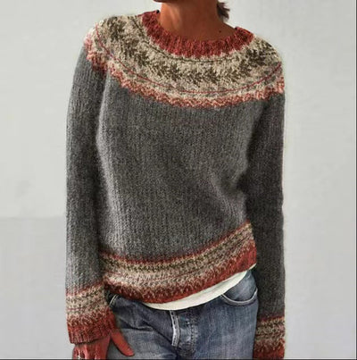 Geometrischer Print Strickpullover für Frauen