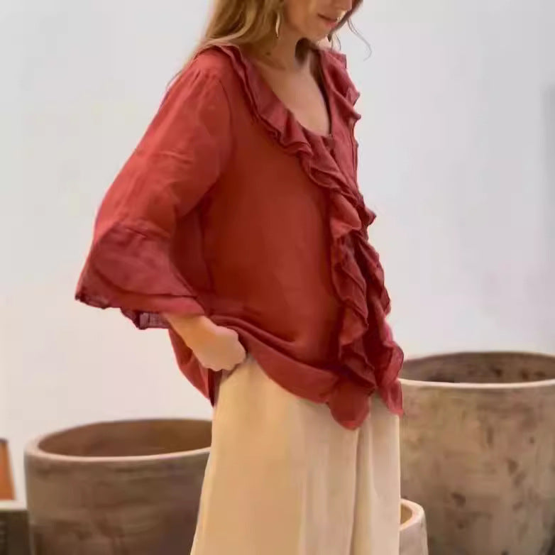 Alfhild® | Stilvolle Rüschenbluse