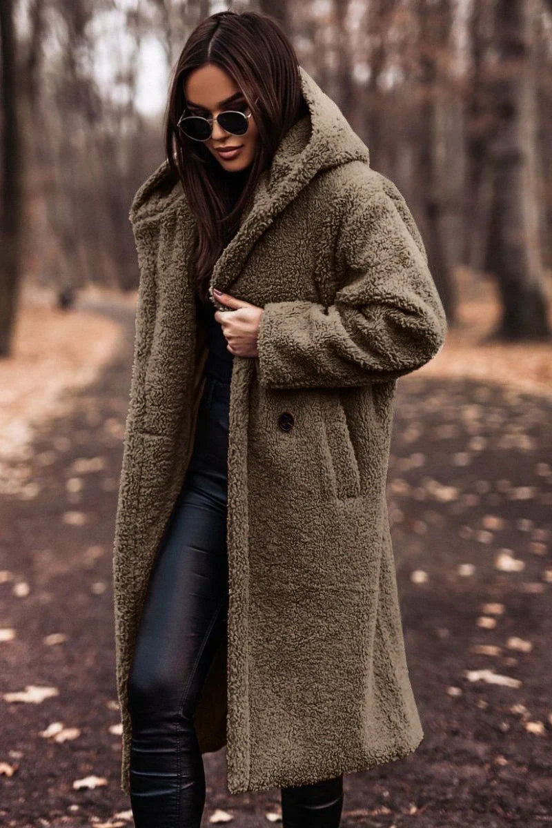 Langärmeliger Tweed-Mantel für Frauen