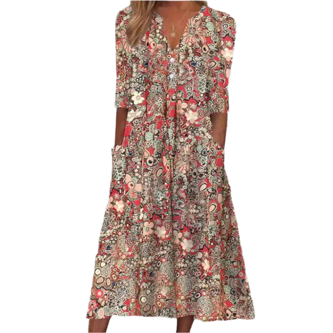Flora Elegante Blumenmuster Hemdkleid