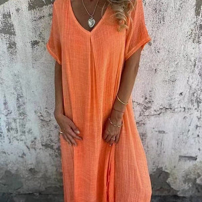 Tunika-Kleid für Damen - Lockeres Sommerkleid mit V-Ausschnitt