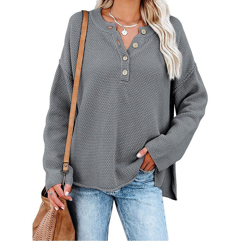 BUTTON PULLOVER | ELEGANTER V-AUSSCHNITT