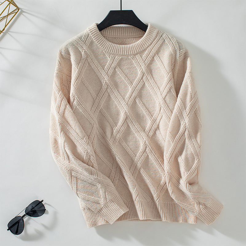 GEOMETRISCHER RUNDHALS-LANGARMPULLOVER | MODERNER STIL, KOMFORTABEL, VIELSEITIG