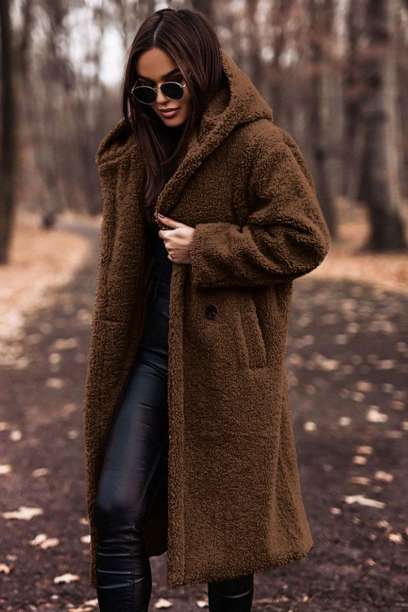 Langärmeliger Tweed-Mantel für Frauen