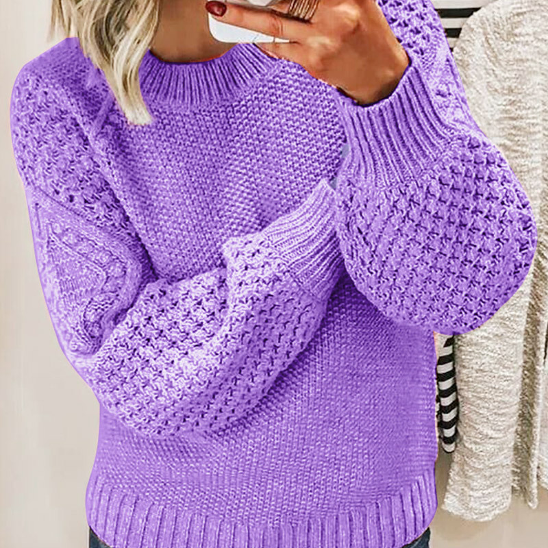 Damen Pullover | Klassischer Strick mit weiten Ärmeln