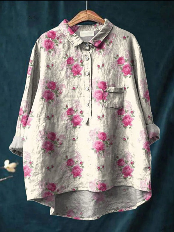 Tunika-Bluse für Damen - Longbluse mit tropischem Blumenmuster für den Sommer