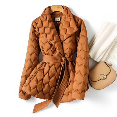 Winter-Pufferjacke mit Gürtel für Frauen