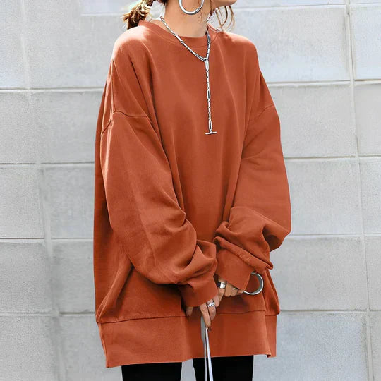 Übergroßes Sweatshirt mit mehrlagigem Saum für Damen