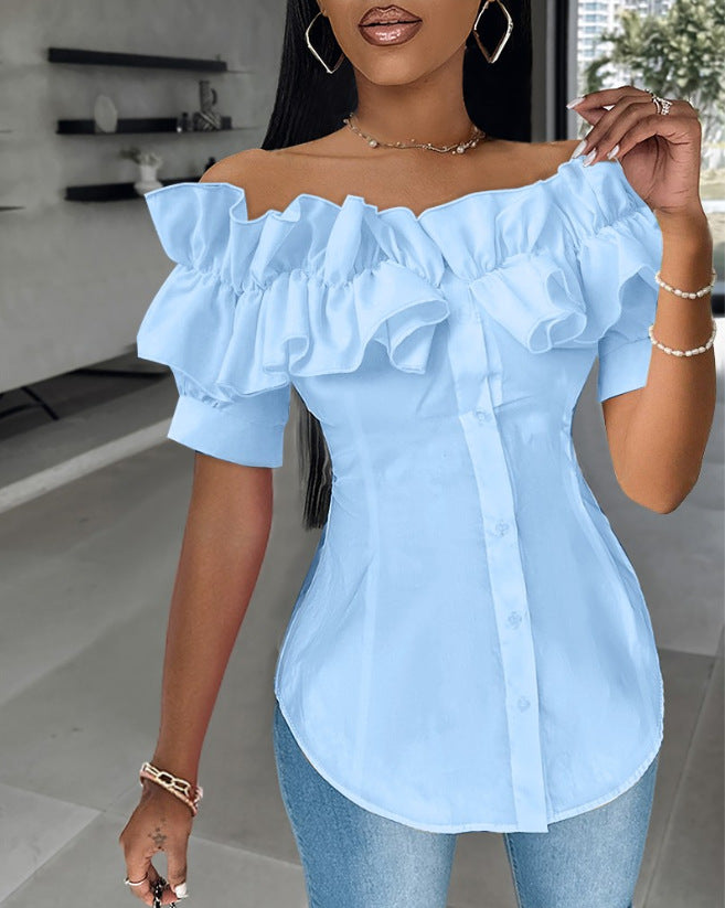 Carmen-Bluse mit Rüschen | Taillierte Passform | Eleganter Stil