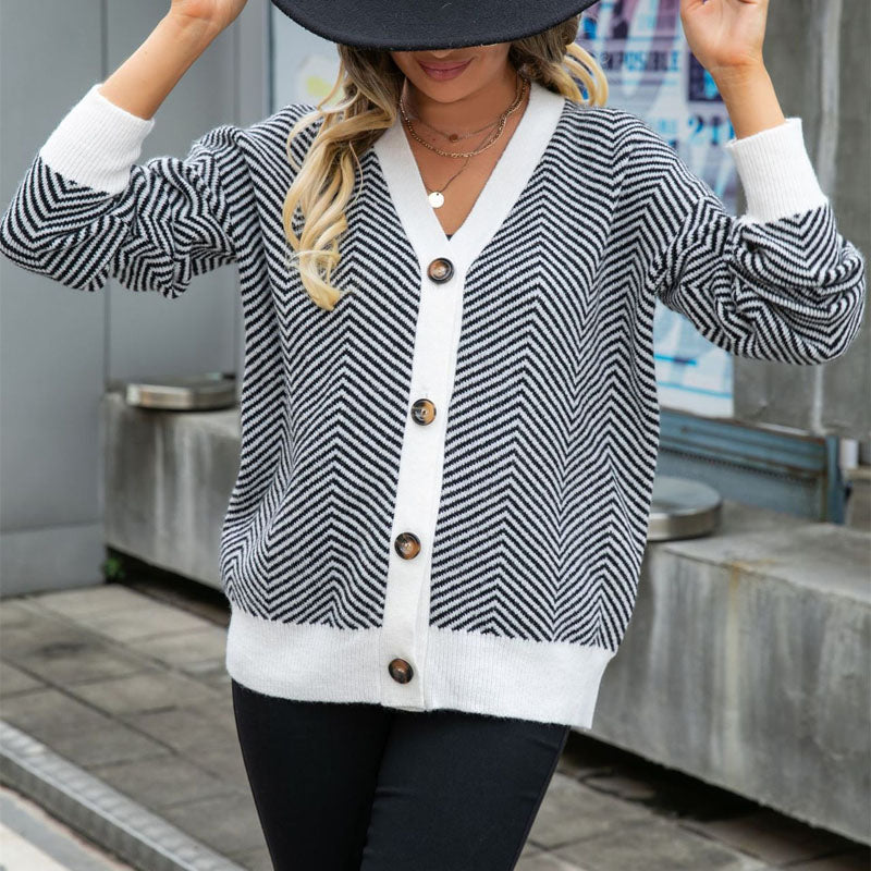 Strickjacke für Damen - Lässiger gestreifter Sommer-Cardigan