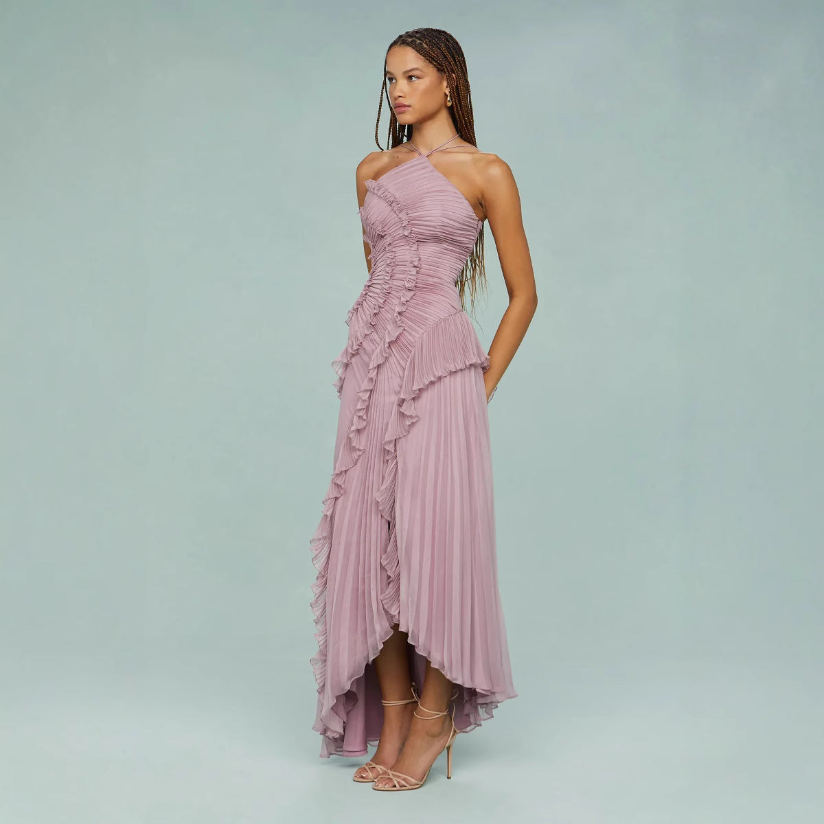 Maxikleid für Damen - Elegantes Flüsterndes Fliederkleid für Sommer