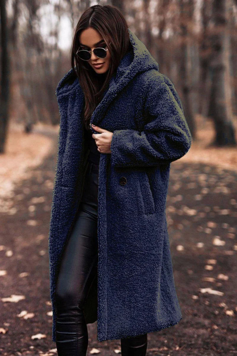 Langärmeliger Tweed-Mantel für Frauen