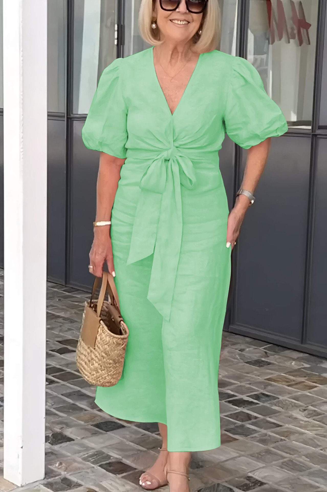 Midikleid mit Puffärmeln | Taillierte Passform | Eleganter Stil