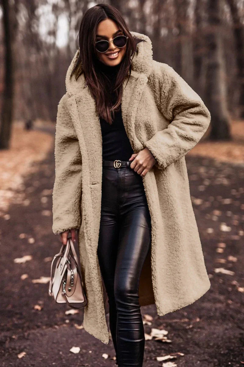 Langärmeliger Tweed-Mantel für Frauen