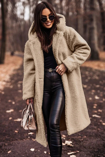 Langärmeliger Tweed-Mantel für Frauen