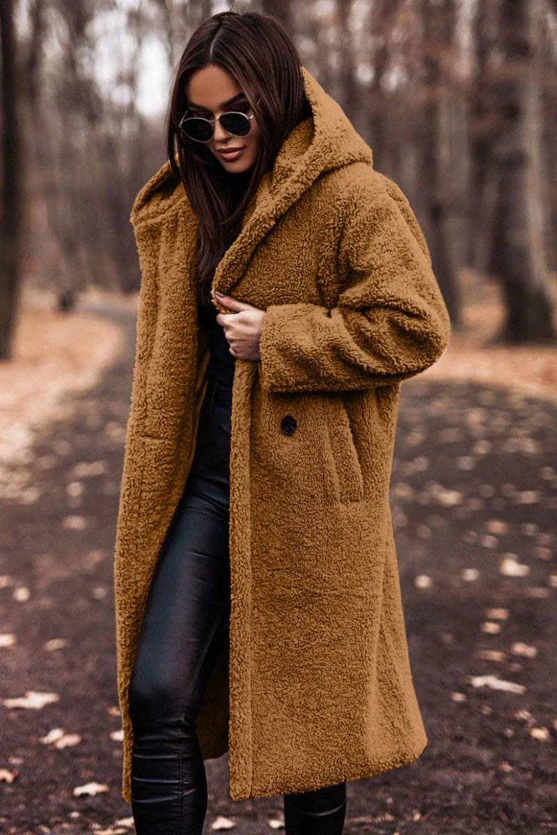 Langärmeliger Tweed-Mantel für Frauen