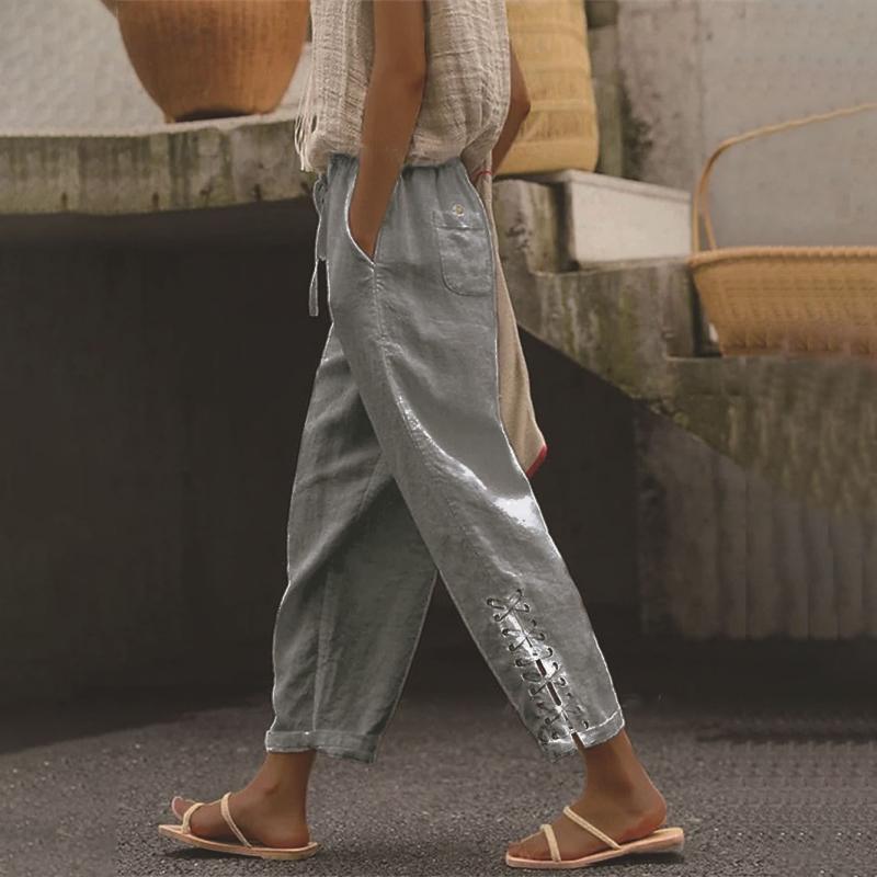 Sommerhose für Damen - Leichte Strandhose mit Gummiband