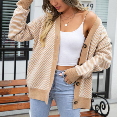 Strickjacke für Damen - Lässiger gestreifter Sommer-Cardigan