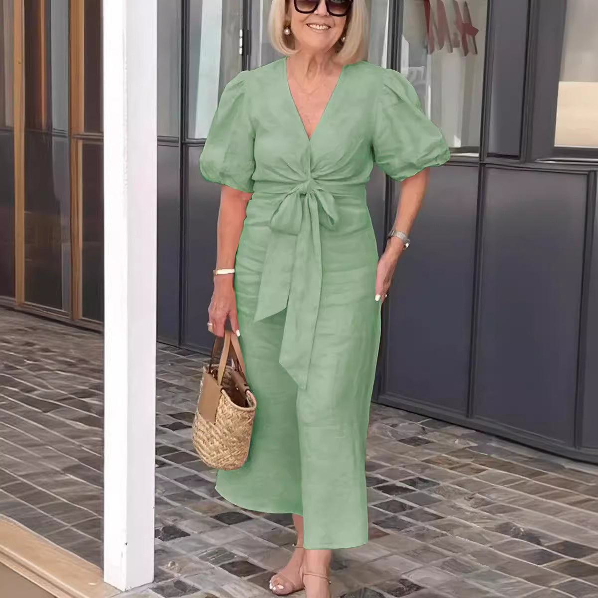 Midikleid mit Puffärmeln | Taillierte Passform | Eleganter Stil