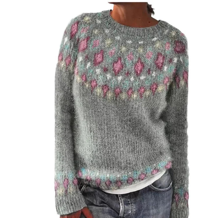 Geometrischer Print Strickpullover für Frauen