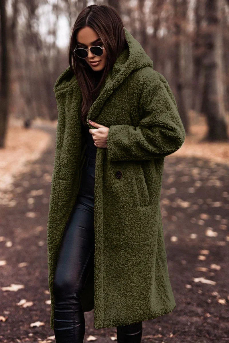 Langärmeliger Tweed-Mantel für Frauen