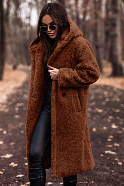 Langärmeliger Tweed-Mantel für Frauen