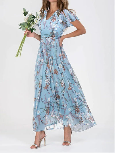 Maxikleid für Damen - Elegantes langes Sommerkleid mit Blumenmuster