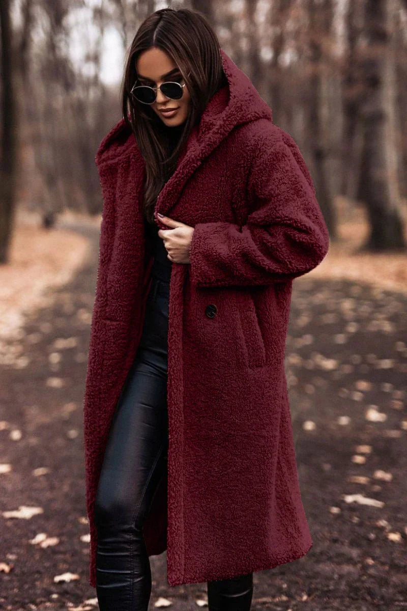 Langärmeliger Tweed-Mantel für Frauen