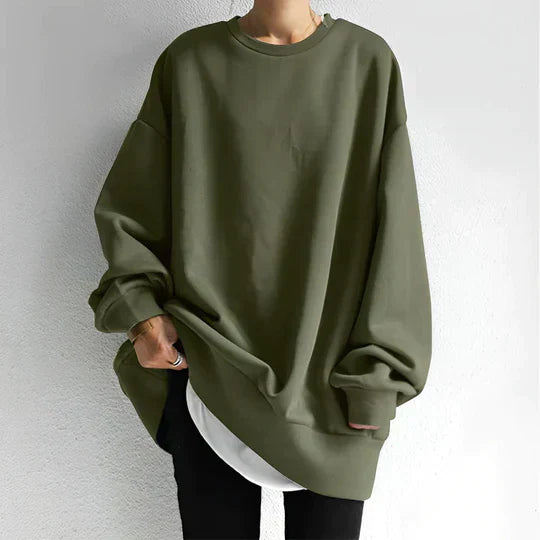 Übergroßes Sweatshirt mit mehrlagigem Saum für Damen