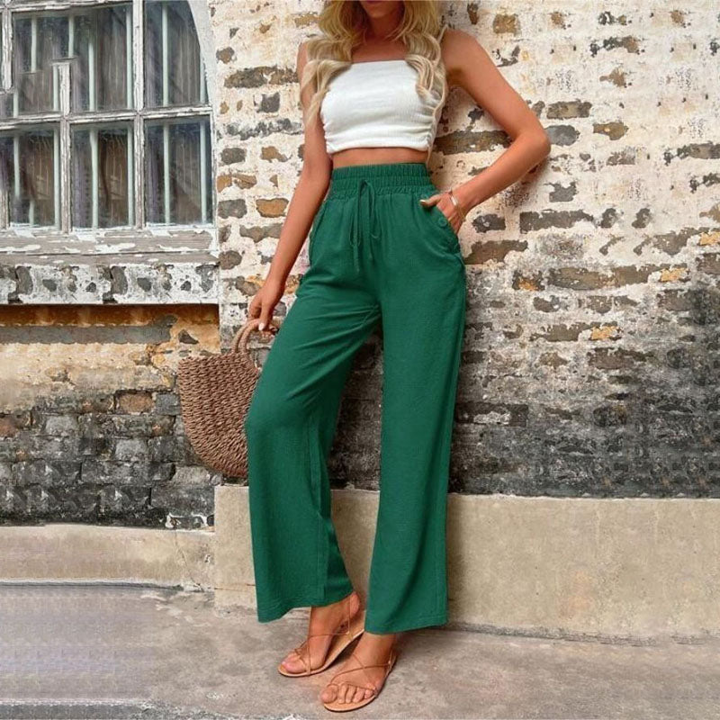 Sommerhose für Damen - Luftige Weite Hose mit Gummiband