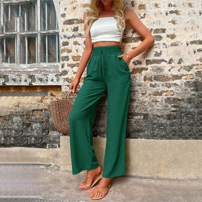 Sommerhose für Damen - Luftige Weite Hose mit Gummiband
