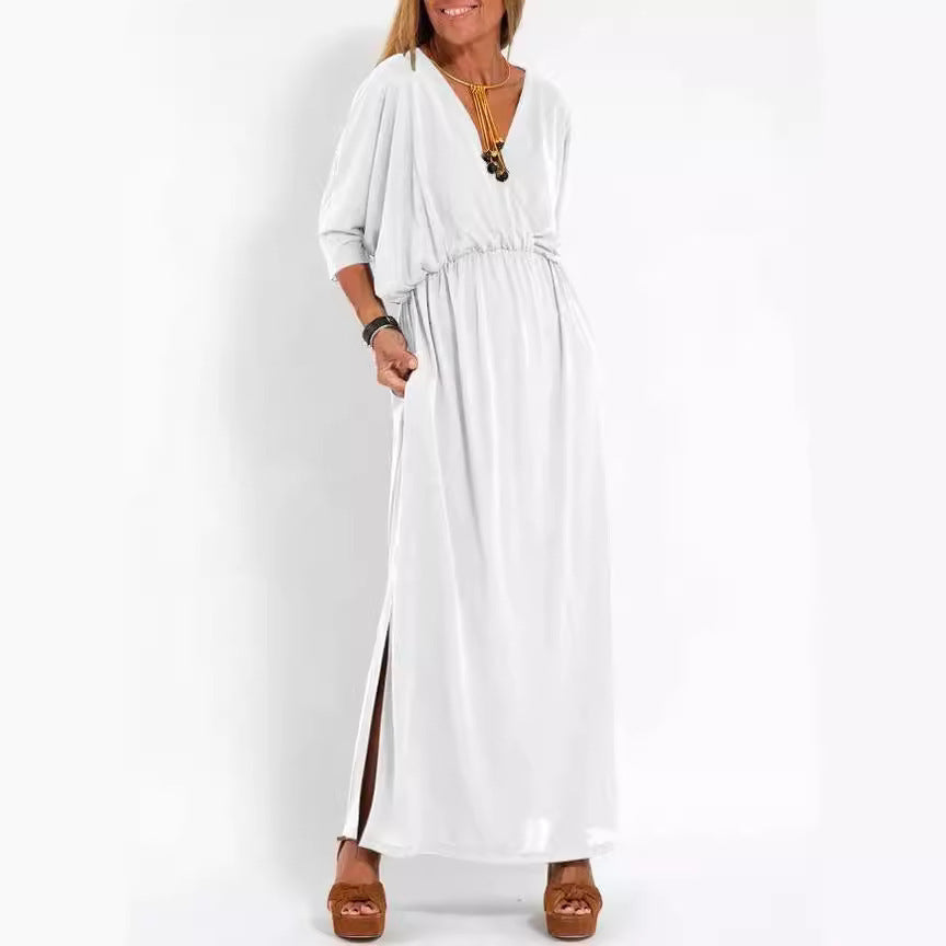 Sommerkleid für Damen - Luftiges Maxikleid mit 3/4 Ärmeln