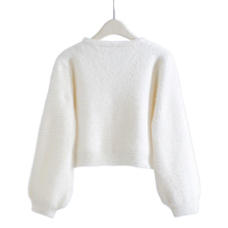 Flauschiger Strick-Cardigan | Elegante Schleife | Femininer Look