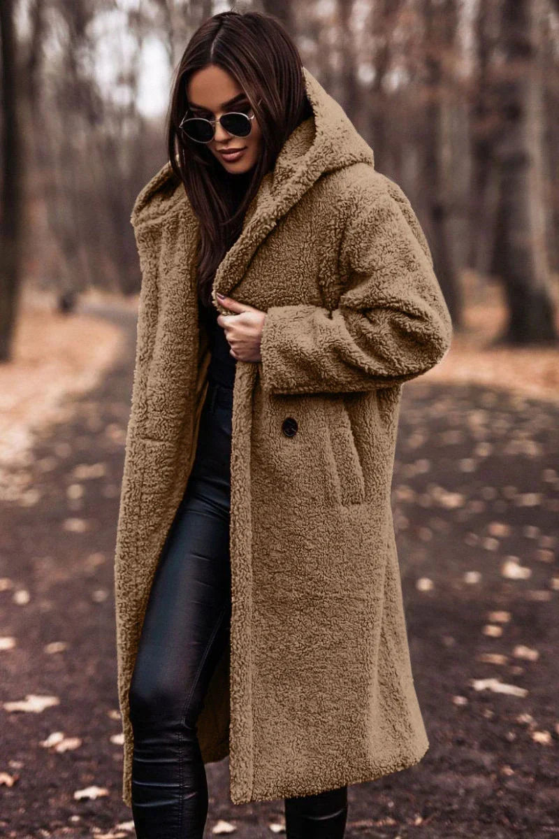 Langärmeliger Tweed-Mantel für Frauen