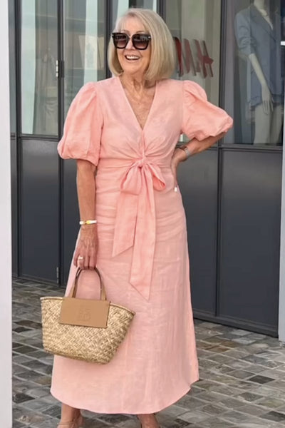 Midikleid mit Puffärmeln | Taillierte Passform | Eleganter Stil