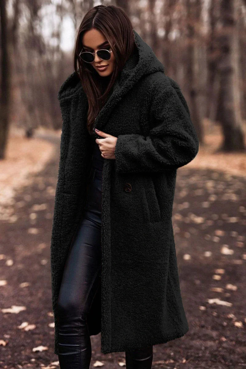 Langärmeliger Tweed-Mantel für Frauen