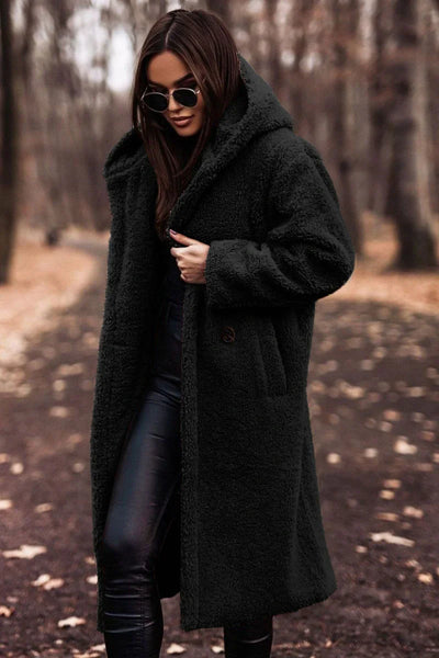 Langärmeliger Tweed-Mantel für Frauen