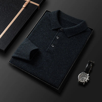 Herren Luxus Cashmere Polo Pullover