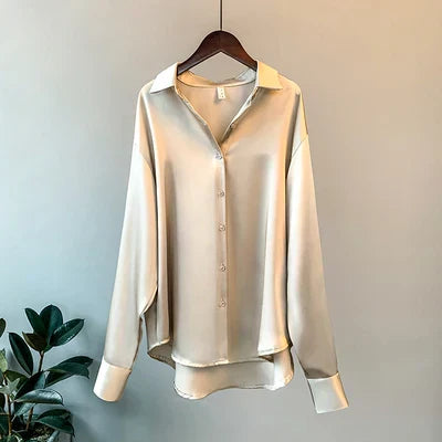 Arcelia® | Satinbluse mit Knopfleiste