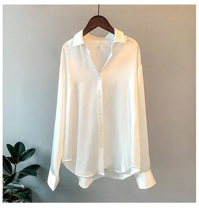 Arcelia® | Satinbluse mit Knopfleiste