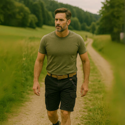 Sommer Cargo Shorts für Herren - Leichte Kurze Wanderhose mit Gürtel für Outdoor