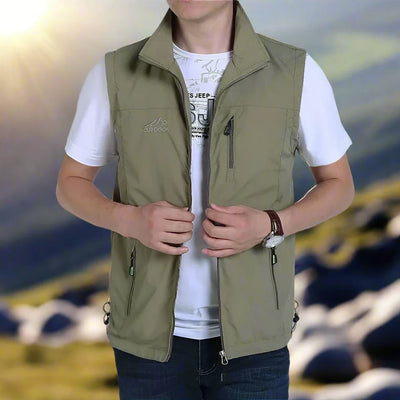 Peaks Sommer Outdoor Anglerweste | Leicht Multifunktionsweste mit Taschen Für Herren