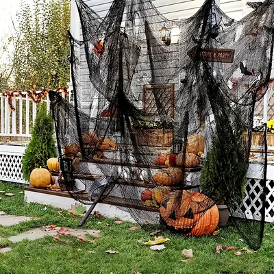 PhantomWeb Halloween Spinnennetz – Schwarzes Polyester für Innen & Außen