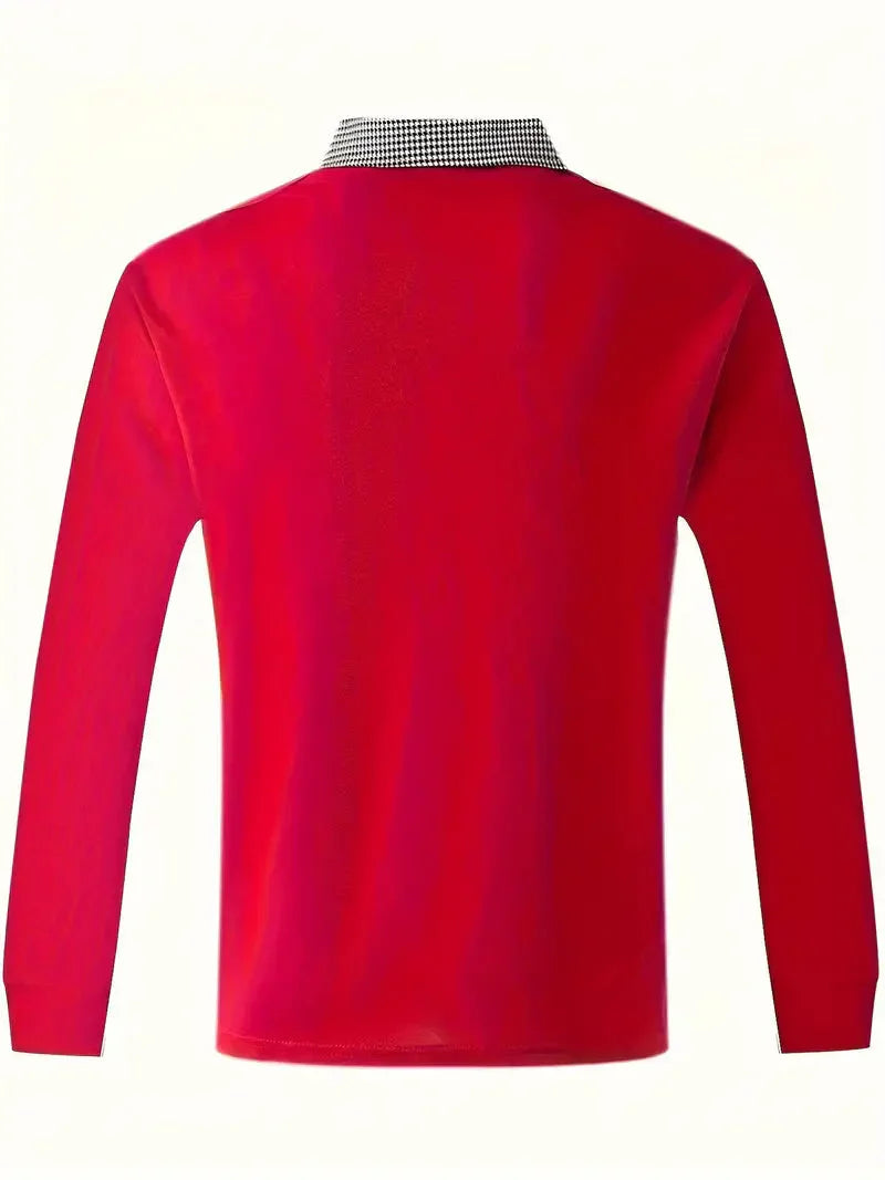 Polohemd - Halber Knopf - Umlegekragen - Langärmeliges Polohemd - Herrenhemden