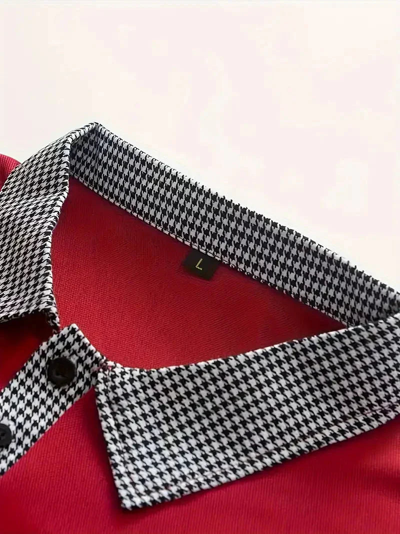 Polohemd - Halber Knopf - Umlegekragen - Langärmeliges Polohemd - Herrenhemden